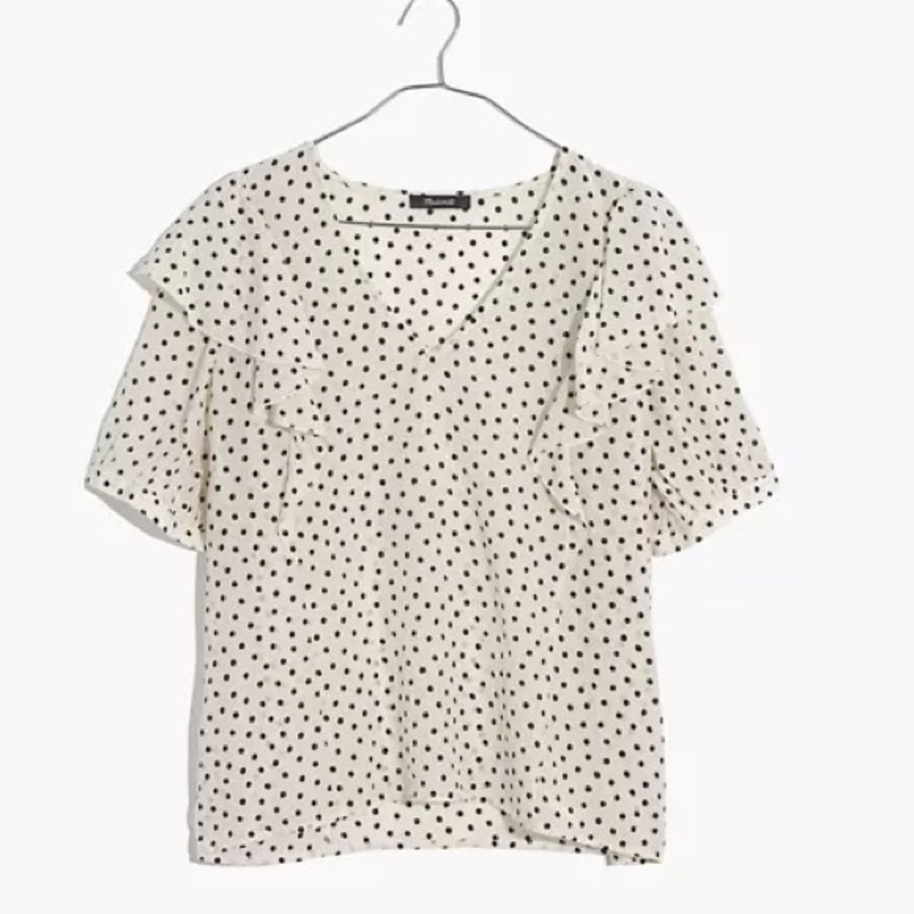 Madewell V-Neck Ruffle Sleeve Top
